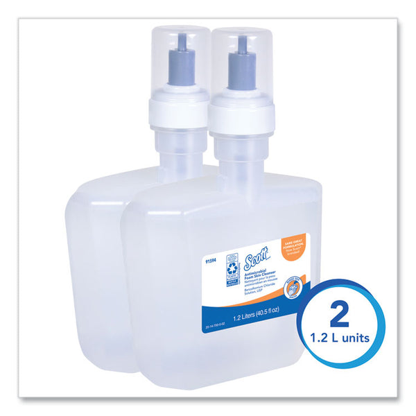 Scott® Antimicrobial Foam Skin Cleanser, Fresh Scent, 1,200 mL, 2/Carton (KCC91594) Carton of 2