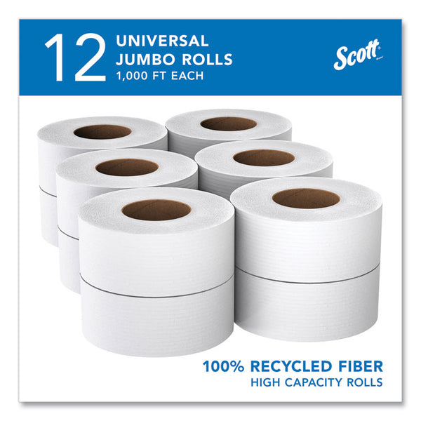 Scott® Essential 100% Recycled Fiber JRT Bathroom Tissue for Business, Septic Safe, 2-Ply, White, 3.55" x 1,000 ft, 12 Rolls/Carton (KCC67805)