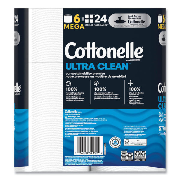 Cottonelle® Ultra CleanCare Toilet Paper, Strong Tissue, Mega Rolls, Septic Safe, 1-Ply, White, 284/Roll, 6 Rolls/Pack, 36 Rolls/Carton (KCM55699) Case of 36