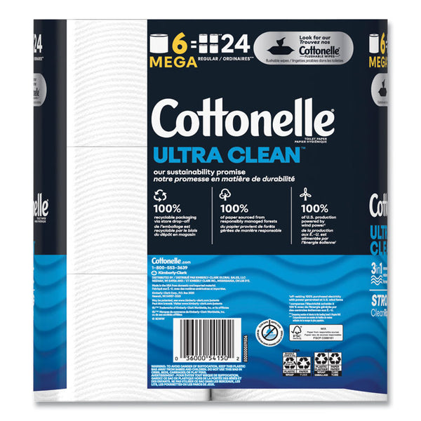 Cottonelle® Ultra CleanCare Toilet Paper, Strong Tissue, Mega Rolls, Septic Safe, 1-Ply, White, 284/Roll, 6 Rolls/Pack, 36 Rolls/Carton (KCC54150)