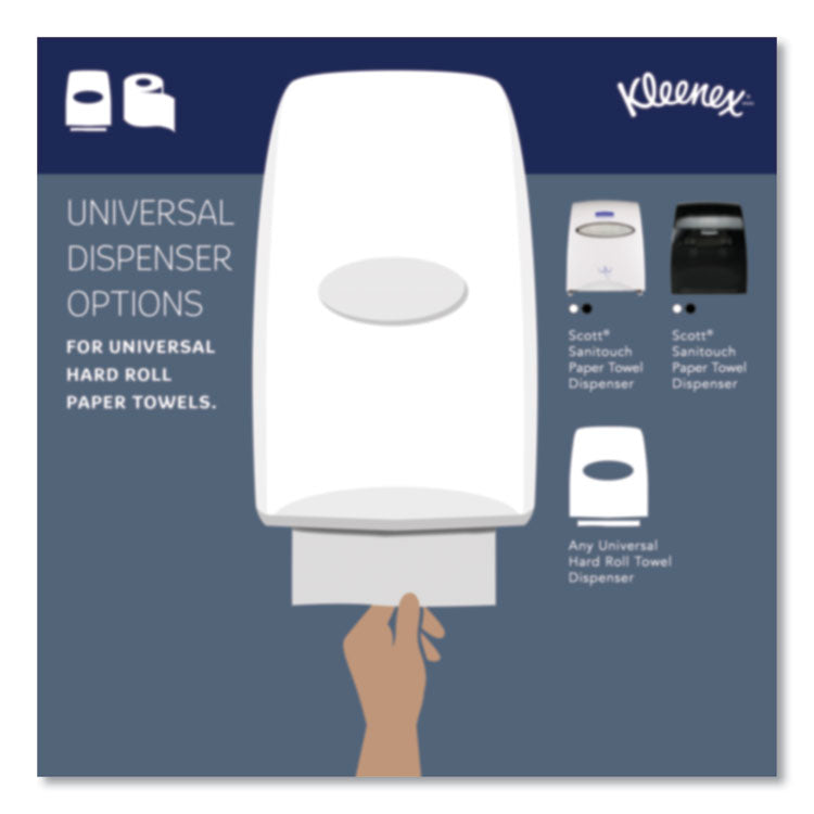 Kleenex® Hard Roll Paper Towels with Premium Absorbency Pockets, 1-Ply, 8" x 600 ft, 1.75" Core, White, 6 Rolls/Carton (KCC50606)