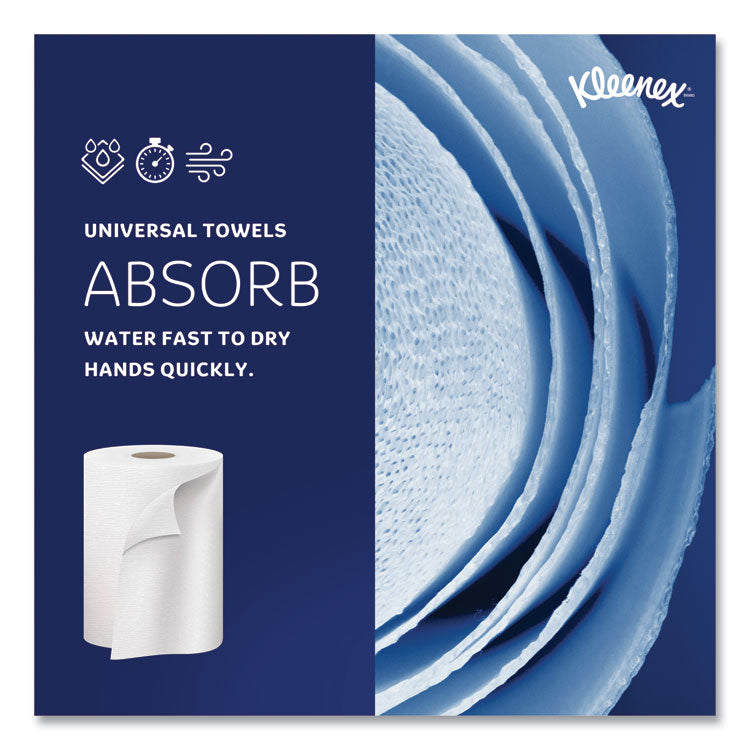 Kleenex® Hard Roll Paper Towels with Premium Absorbency Pockets, 1-Ply, 8" x 600 ft, 1.75" Core, White, 6 Rolls/Carton (KCC50606)