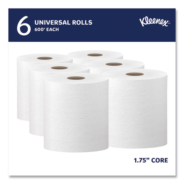 Kleenex® Hard Roll Paper Towels with Premium Absorbency Pockets, 1-Ply, 8" x 600 ft, 1.75" Core, White, 6 Rolls/Carton (KCC50606)