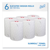 Scott® Slimroll Towels, 1-Ply, 8" x 580 ft, White/Pink Core, Traditional Business, 6 Rolls/Carton (KCC47032) Case of 6