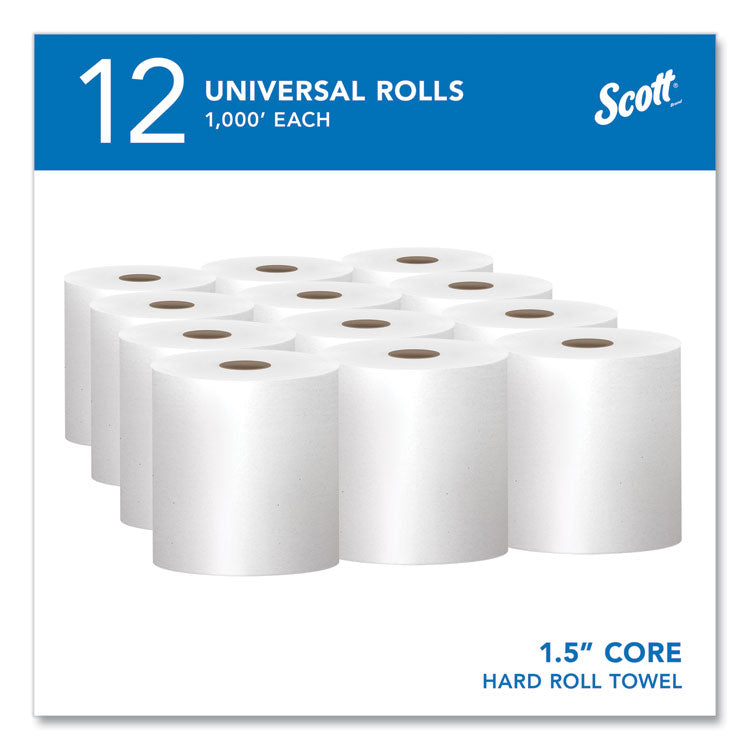 Scott® Essential High Capacity Hard Roll Towels for Business, Absorbency Pockets, 1-Ply, 8" x 1,000 ft, 1.5" Core, White,12 Rolls/CT (KCC01000)