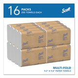 Scott® Essential Multi-Fold Towels, Absorbency Pockets, 1-Ply, 9.2 x 9.4, White, 250/Pack, 16 Packs/Carton (KCC01840)