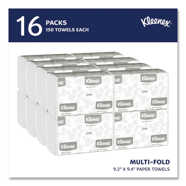 Kleenex® Multi-Fold Paper Towels, 1-Ply, 9.2 x 9.4, White, 150/Pack, 16 Packs/Carton (KCC01890)