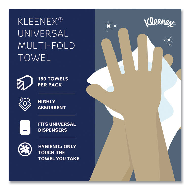 Kleenex® Multi-Fold Paper Towels, 1-Ply, 9.2 x 9.4, White, 150/Pack, 16 Packs/Carton (KCC01890)