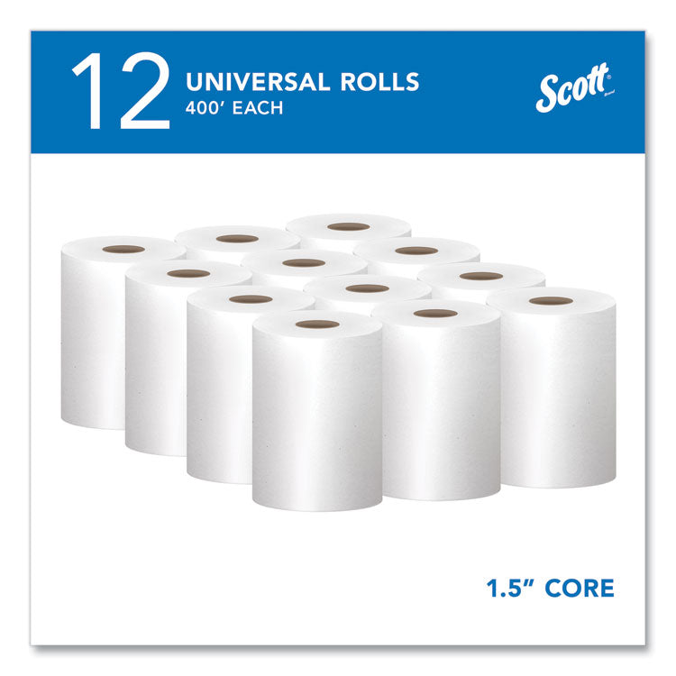 Scott® Essential Hard Roll Towels for Business, Absorbency Pockets, 1-Ply, 8" x 400 ft, 1.5" Core, White, 12 Rolls/Carton (KCC02068)