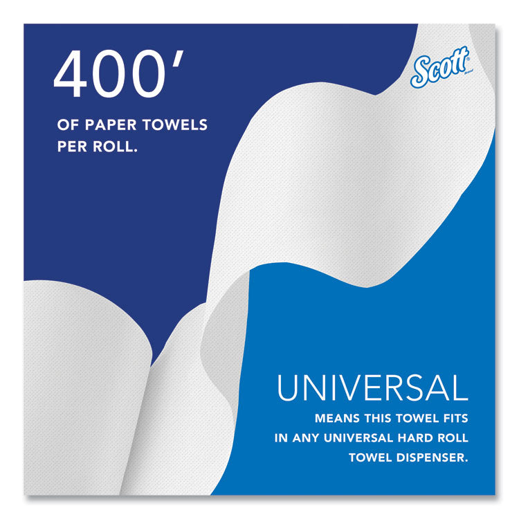 Scott® Essential Hard Roll Towels for Business, Absorbency Pockets, 1-Ply, 8" x 400 ft, 1.5" Core, White, 12 Rolls/Carton (KCC02068)