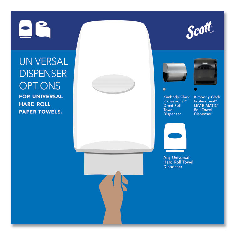 Scott® Essential Hard Roll Towels for Business, Absorbency Pockets, 1-Ply, 8" x 400 ft, 1.5" Core, White, 12 Rolls/Carton (KCC02068)