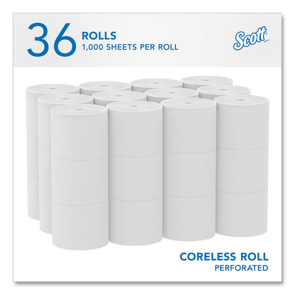 Scott® Essential Coreless SRB Bathroom Tissue, Septic Safe, 2-Ply, White, 1,000 Sheets/Roll, 36 Rolls/Carton (KCC04007)