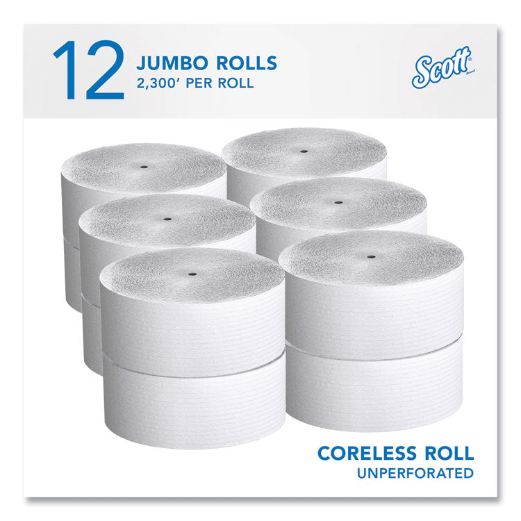 Scott® Essential Coreless JRT, Septic Safe, 1-Ply, White, 3.75 x 2,300 ft, 12 Rolls/Carton (KCC07005) 12 Rolls