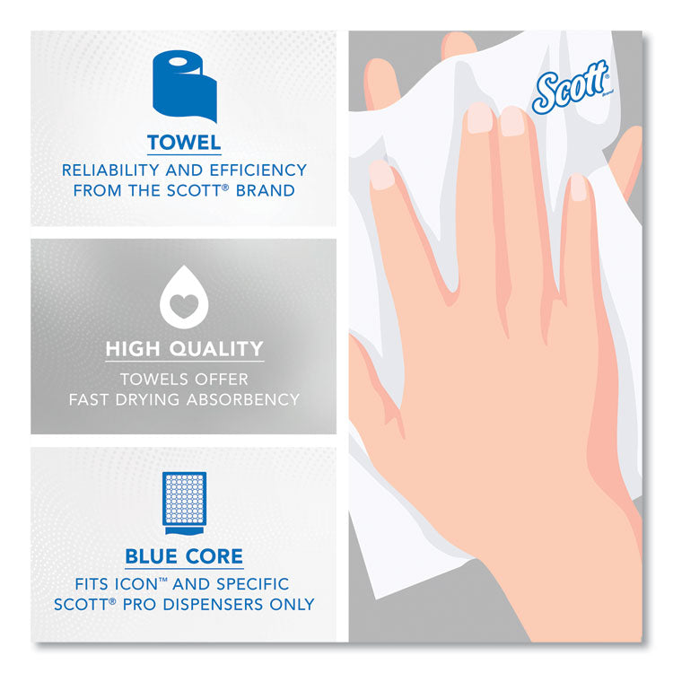 Scott® Pro Hard Roll Paper Towels with Absorbency Pockets, for Scott Pro Dispenser, Blue Core Only, 1-Ply, 7.5" x 900 ft, 6 Rolls/CT (KCC43959)