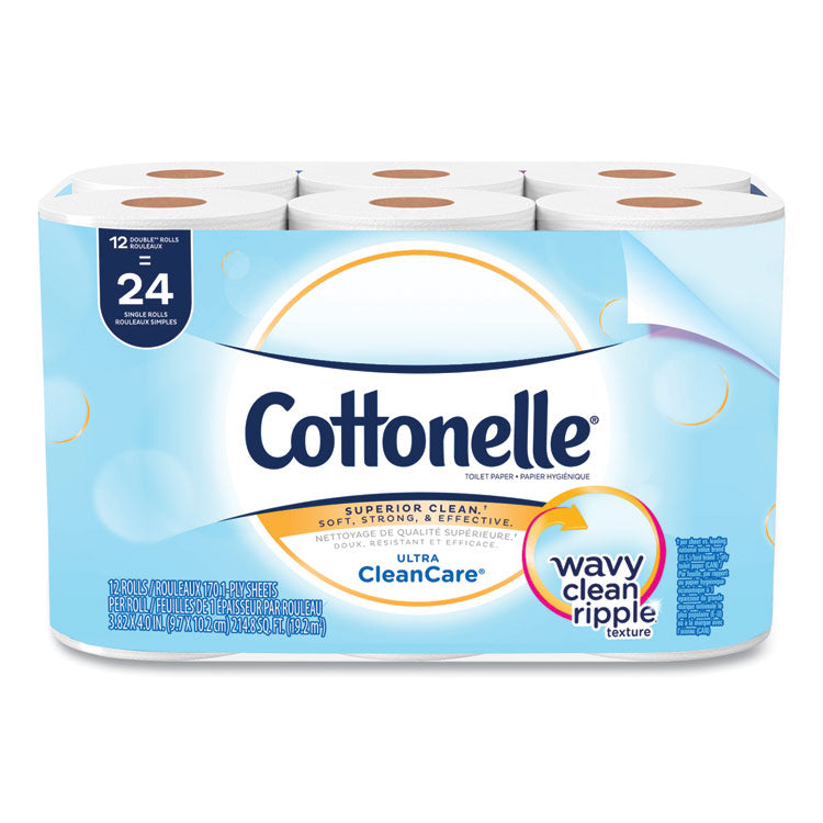 Cottonelle® Clean Care Bathroom Tissue, Septic Safe, 1-Ply, White, 170 Sheets/Roll, 48 Rolls/Carton (KCC12456) Case of 48