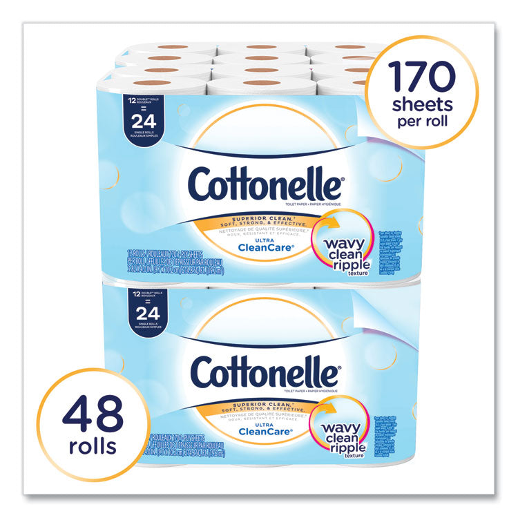Cottonelle® Clean Care Bathroom Tissue, Septic Safe, 1-Ply, White, 170 Sheets/Roll, 48 Rolls/Carton (KCC12456) Case of 48