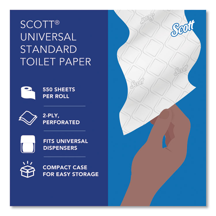 Scott® Essential Standard Roll Bathroom Tissue for Business, Septic Safe, Convenience Carton, 2-Ply, White, 550/Roll, 20 Rolls/CT (KCC13607) Case of 20