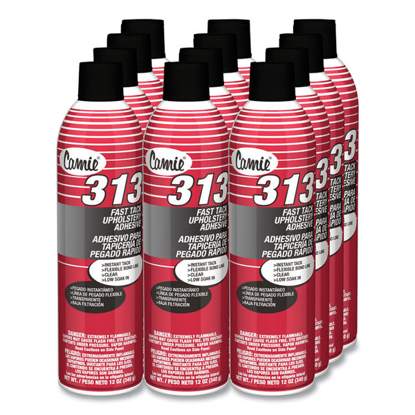 Claire® 313 Fast Tack Upholstery Adhesive, 12 oz Aerosol Spray, Dries Clear, Dozen (CGC313)