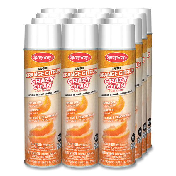 Sprayway® Orange Citrus Crazy Clean, Orange Scent, 19 oz Aerosol Spray, Dozen (CGC985)