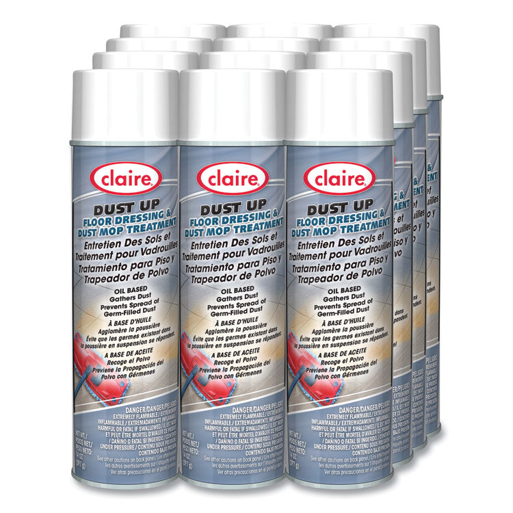 Claire® Dust Up Floor Dressing and Dust Mop Treatment, Lemon Scent, 14 oz Aerosol Spray, Dozen (CGC875)