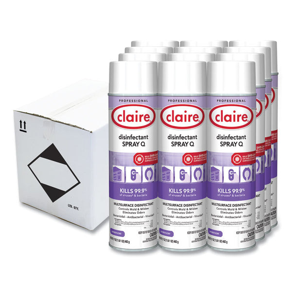 Claire® Spray Q Disinfectant. Lavender Scent, 17 oz Aerosol Spray, Dozen (CGC1003)