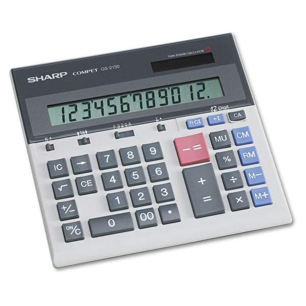 Sharp® QS-2130 Compact Desktop Calculator, 12-Digit LCD (SHRQS2130) Each