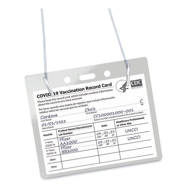 Avery® Secure Top Hanging-Style Badge Holders, Horizontal, 4w x 3h, Clear, 100/Box (AVE2922)