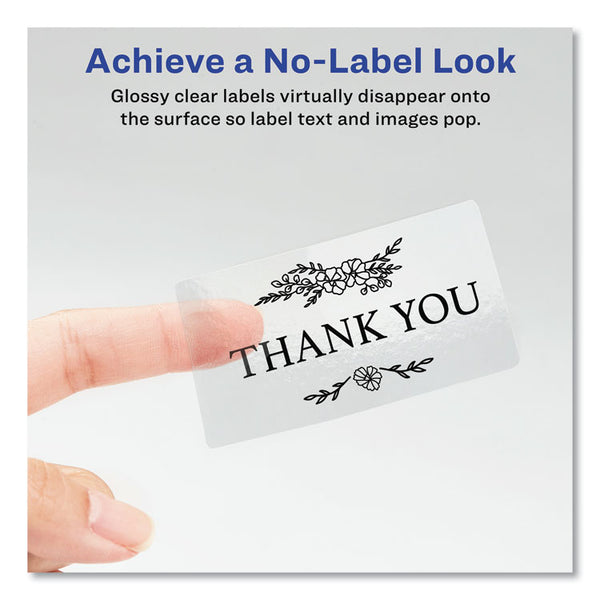 Avery® Glossy Clear Easy Peel Mailing Labels w/ Sure Feed Technology, Inkjet/Laser Printers, 2 x 4, Clear, 10/Sheet, 10 Sheets/Pack (AVE6522)