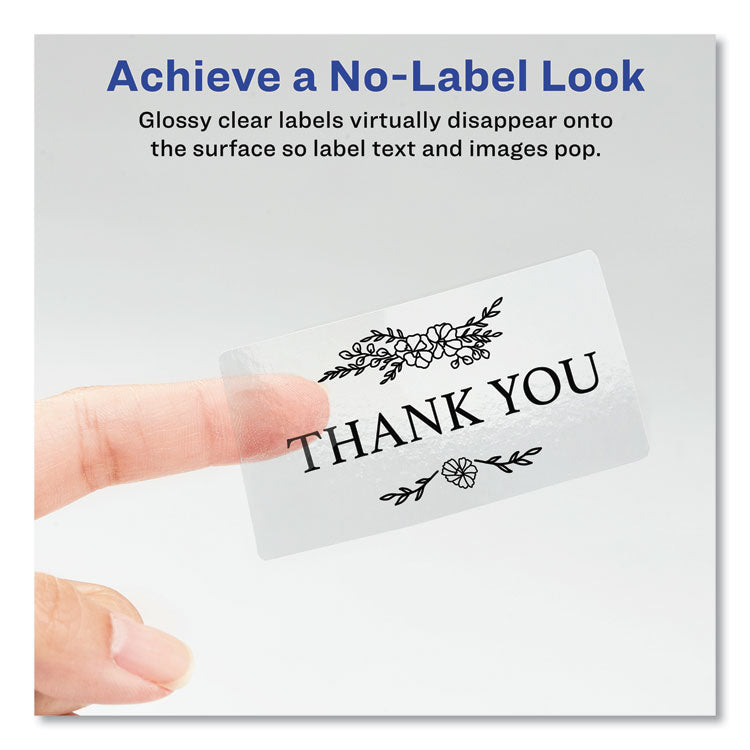 Avery® Glossy Clear Easy Peel Mailing Labels w/ Sure Feed Technology, Inkjet/Laser Printers, 2 x 4, Clear, 10/Sheet, 10 Sheets/Pack (AVE6522) Pack of 100
