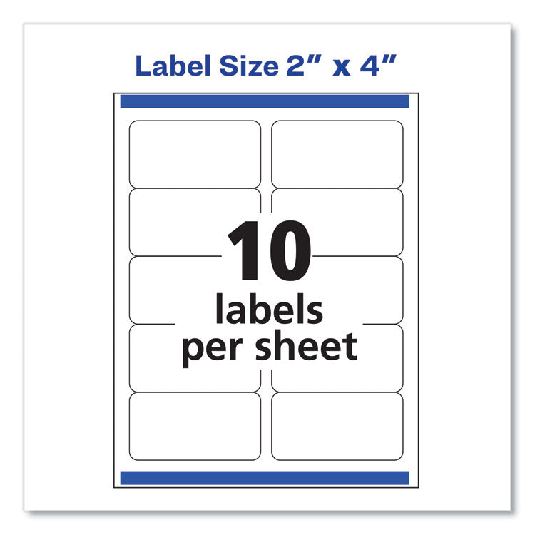 Avery® Glossy Clear Easy Peel Mailing Labels w/ Sure Feed Technology, Inkjet/Laser Printers, 2 x 4, Clear, 10/Sheet, 10 Sheets/Pack (AVE6522) Pack of 100