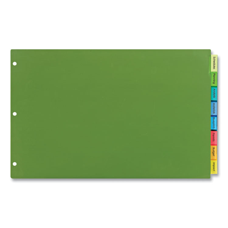 Avery® Insertable Big Tab Plastic Dividers, 8-Tab, 11 x 17, Green, 1 Set (AVE11179)