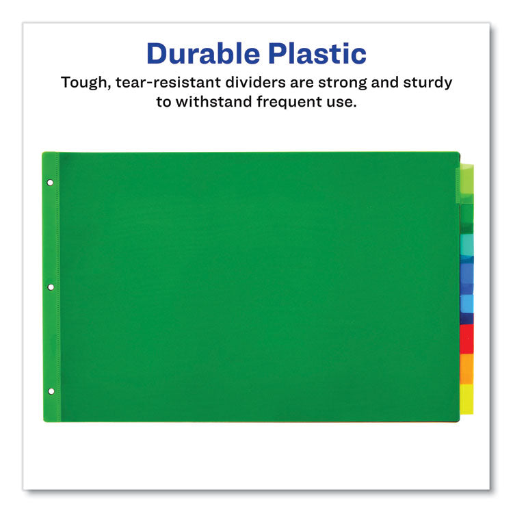 Avery® Insertable Big Tab Plastic Dividers, 8-Tab, 11 x 17, Green, 1 Set (AVE11179)