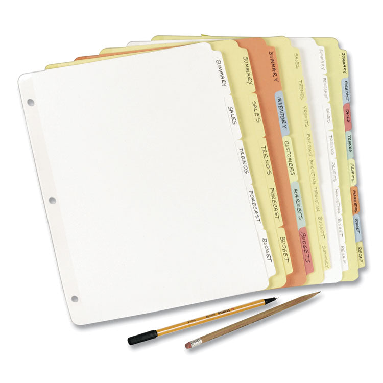 Avery® Write and Erase Plain-Tab Paper Dividers, 5-Tab, 11 x 8.5, Buff, 36 Sets (AVE11501)