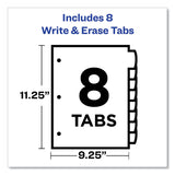Avery® Write and Erase Durable Plastic Dividers with Straight Pocket, 8-Tab, 11.13 x 9.25, White, 1 Set (AVE16826)