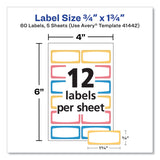 Avery® Avery Kids Handwritten Identification Labels, 1.75 x 0.75, Borders: Blue, Orange, Yellow, 12 Labels/Sheet, 5 Sheets/Pack (AVE41442)