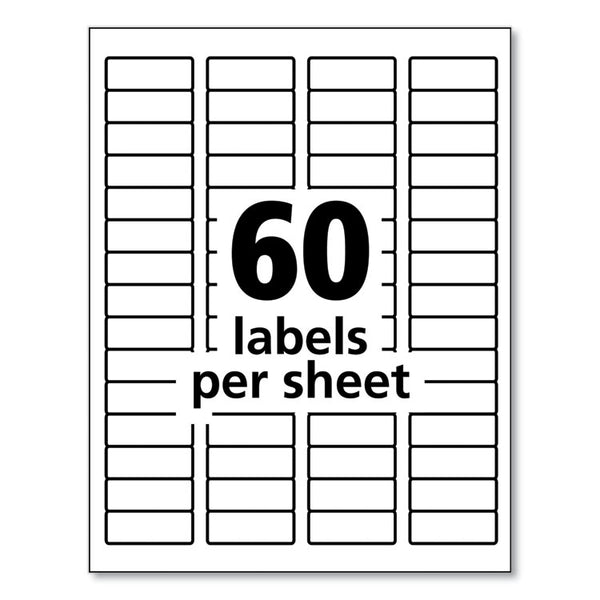 Avery® Durable Permanent ID Labels with TrueBlock Technology, Laser Printers, 0.66 x 1.75, White, 60/Sheet, 50 Sheets/Pack (AVE61533)