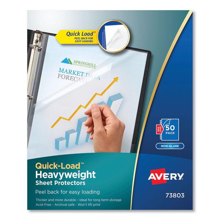 Avery® Quick Top and Side Loading Sheet Protectors, Letter, Non-Glare, 50/Box (AVE73803)