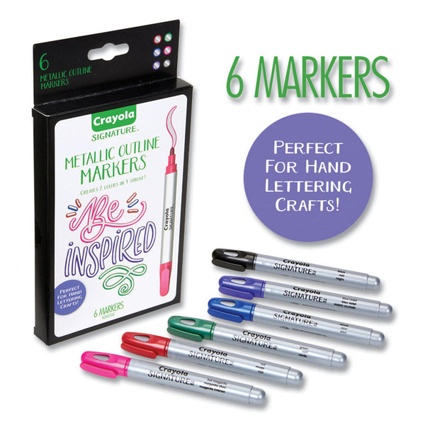 Crayola® Signature Metallic Outline Paint Markers, Bullet Tip, Assorted Colors, 6/Pack (CYO586701) Pack of 6