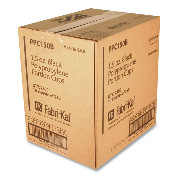 Fabri-Kal® Portion Cups, 1.5 oz, Black, 250/Sleeve, 10 Sleeves/Carton (FABPPC150B)