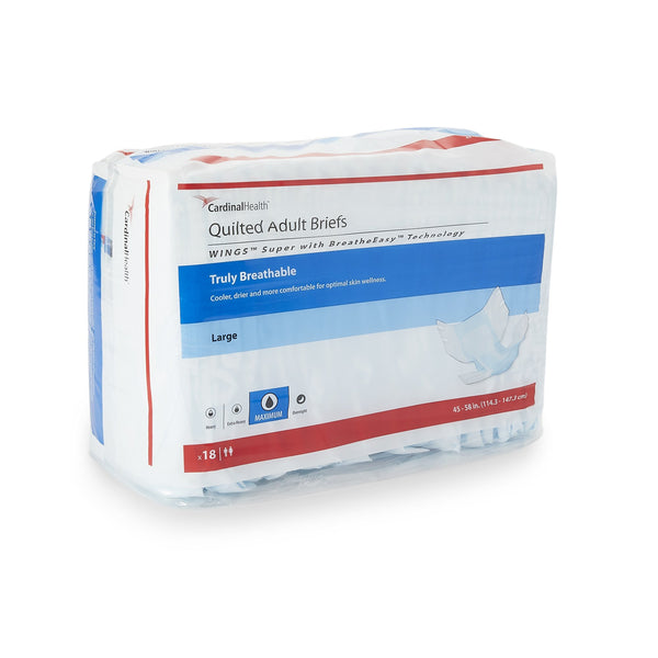 Wings™ Super Quilted Unisex Adult Incontinence Brief Large Disposable Heavy Absorbency (960584_CS) 72/CS
