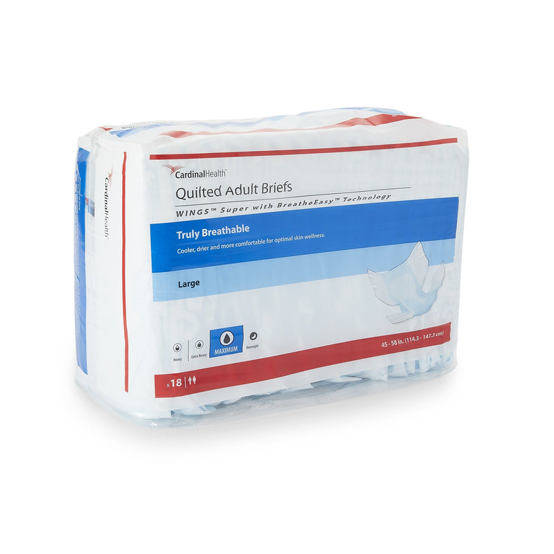 Wings™ Super Quilted Unisex Adult Incontinence Brief Large Disposable Heavy Absorbency (960584_CS) 72/CS