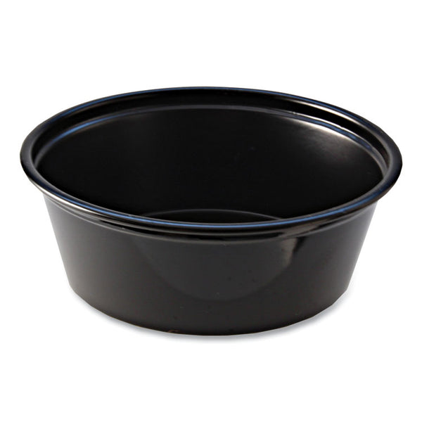 Fabri-Kal® Portion Cups, 1.5 oz, Squat, Black, 250/Sleeve, 10 Sleeves/Carton (FABPC150SB)