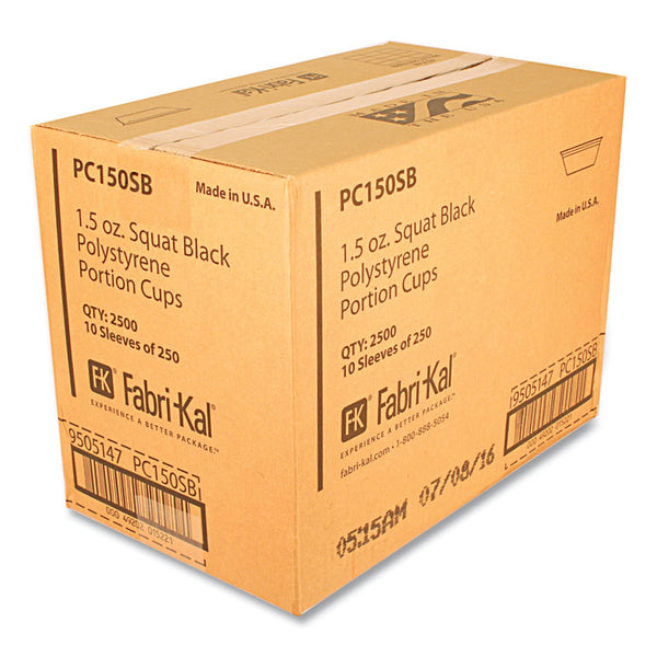 Fabri-Kal® Portion Cups, 1.5 oz, Squat, Black, 250/Sleeve, 10 Sleeves/Carton (FABPC150SB)
