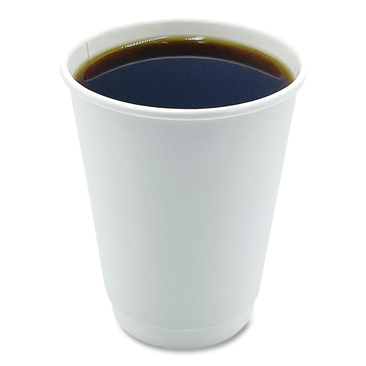 Boardwalk® Paper Hot Cups, Double-Walled, 12 oz, White, 500/Carton (BWKDW12HCUP) Case of 500