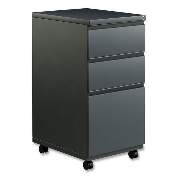 Alera® File Pedestal with Full-Length Pull, Left or Right, 3-Drawers: Box/Box/File, Legal/Letter, Charcoal, 14.96" x 19.29" x 27.75" (ALEPBBBFCH)