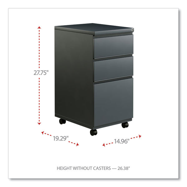 Alera® File Pedestal with Full-Length Pull, Left or Right, 3-Drawers: Box/Box/File, Legal/Letter, Charcoal, 14.96" x 19.29" x 27.75" (ALEPBBBFCH)