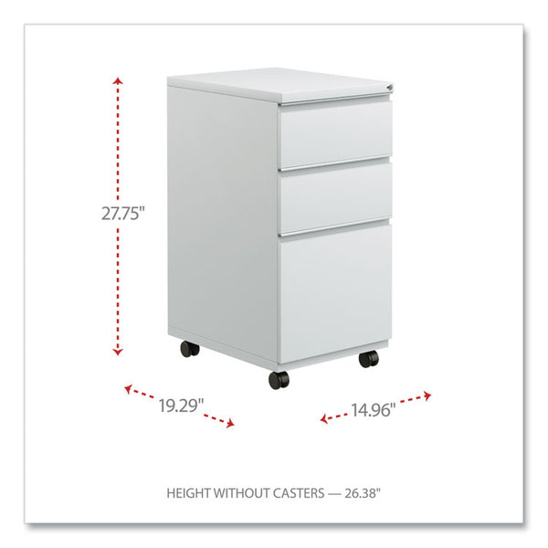 Alera® File Pedestal with Full-Length Pull, Left/Right, 3-Drawers: Box/Box/File, Legal/Letter, Light Gray, 14.96" x 19.29" x 27.75" (ALEPBBBFLG)