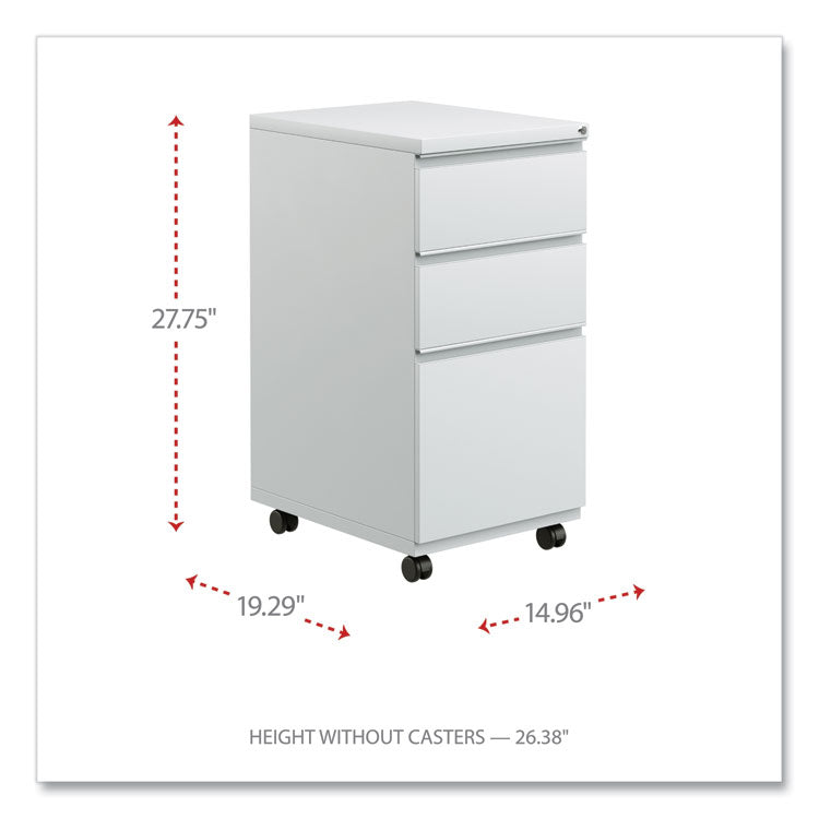 Alera® File Pedestal with Full-Length Pull, Left/Right, 3-Drawers: Box/Box/File, Legal/Letter, Light Gray, 14.96" x 19.29" x 27.75" (ALEPBBBFLG)