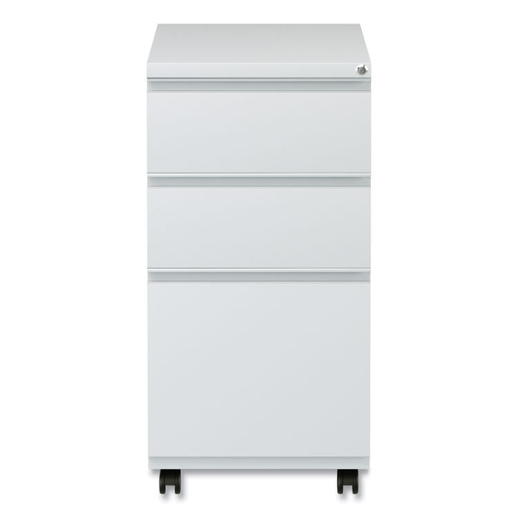 Alera® File Pedestal with Full-Length Pull, Left/Right, 3-Drawers: Box/Box/File, Legal/Letter, Light Gray, 14.96" x 19.29" x 27.75" (ALEPBBBFLG)