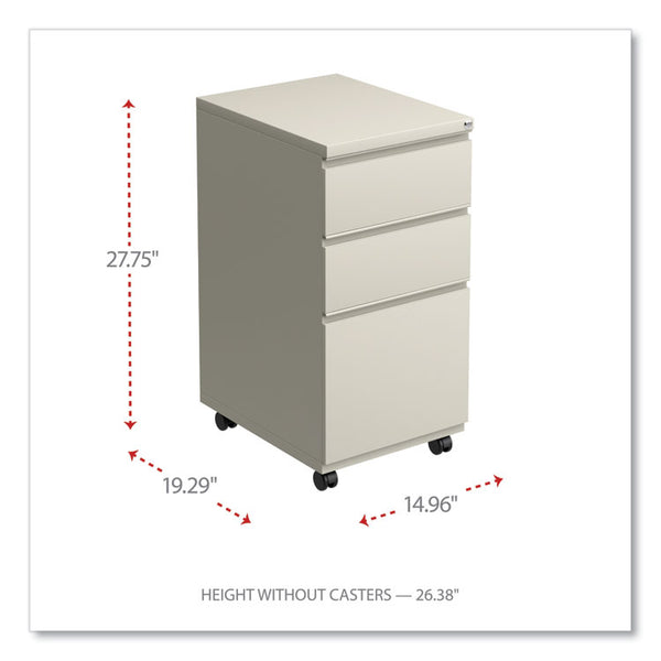 Alera® File Pedestal with Full-Length Pull, Left or Right, 3-Drawers: Box/Box/File, Legal/Letter, Putty, 14.96" x 19.29" x 27.75" (ALEPBBBFPY)